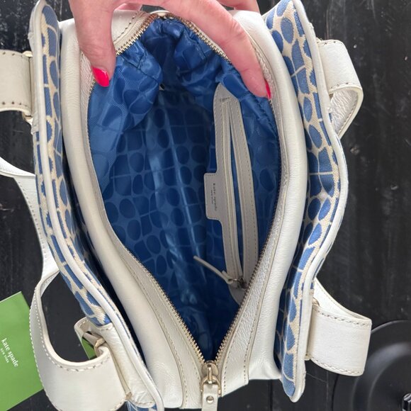 **RARE COLOR** Kate Spade Stevie Cornelia Street Noel Blue & White Handbag - Picture 4 of 6